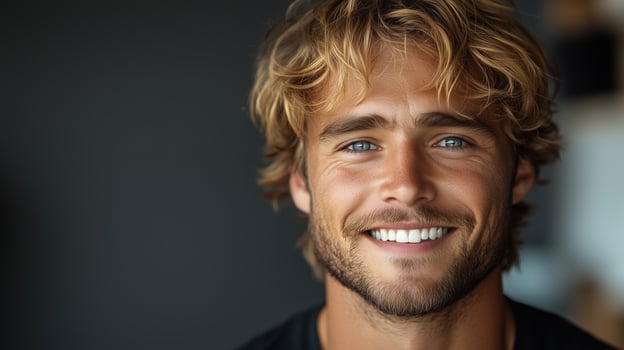 A man with blonde hair and blue eyes photo