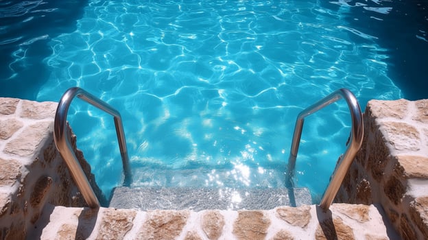 A pool with steps leading to the water photo
