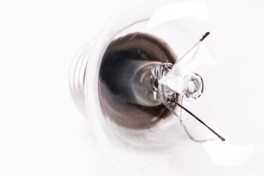 Close up of a light bulb on white background photo