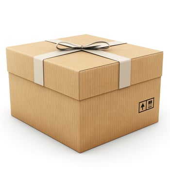 A neatly wrapped brown gift box with a bow, perfect for any occasion. photo