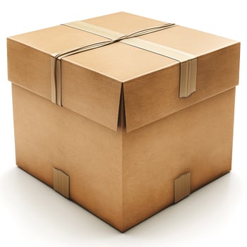 A classic brown cardboard box tied with a beige ribbon, symbolizing surprise and anticipation. photo