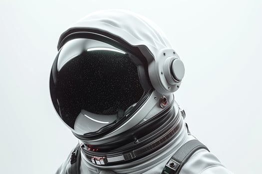 A sleek, modern astronaut helmet with a reflective visor, showcasing a minimalist design and futuristic aesthetic. photo