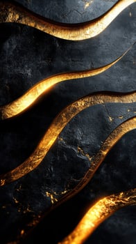 Dark textured surface with flowing golden lines creating an abstract artistic effect photo