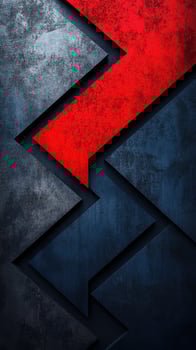Abstract geometric design featuring contrasting red and blue zigzag patterns in a textured background photo
