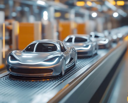 Silver Concept Cars on Automated Assembly Line photo