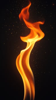 Flame dancing gracefully against a dark background in a mesmerizing display of warm colors and flowing shapes photo