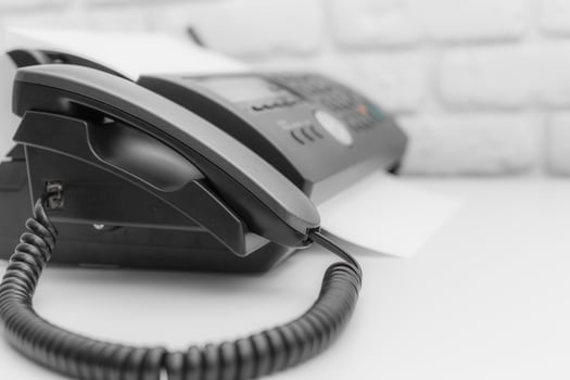 Fax machine, office equipment on white table photo
