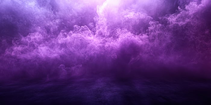 Ethereal purple smoke envelops the space, creating a mystical atmosphere perfect for events or artistic setups photo