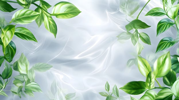 Green Leaves on Translucent Gray Background photo