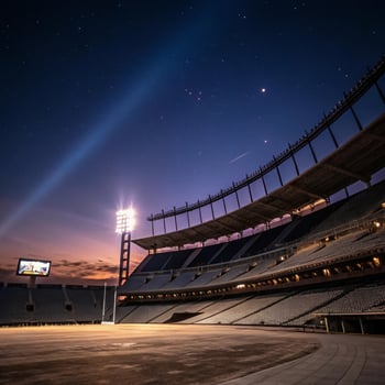 Empty Stadium at Night Under a Starry Sky photo