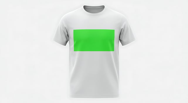 A white t - shirt with a green square on it photo