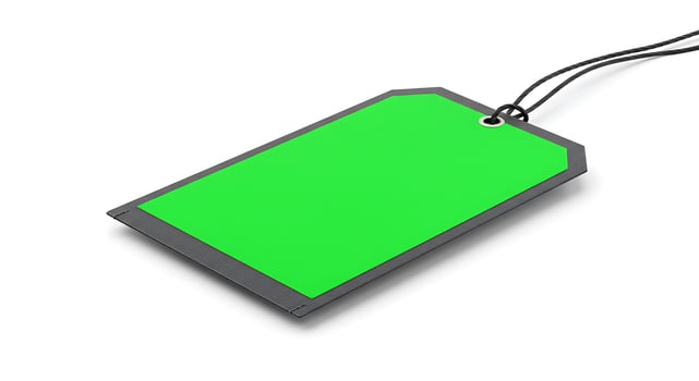 A green blank tag on a white background photo