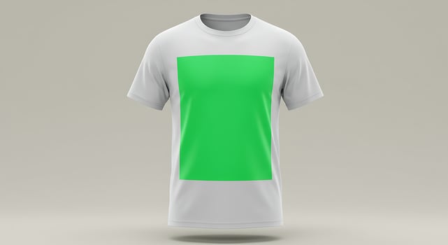 A white t - shirt with a green square on it photo