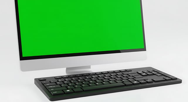 A computer monitor with a green screen on it photo