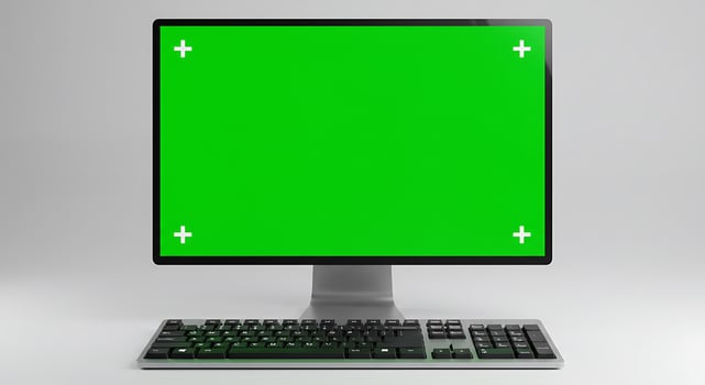 A computer screen with a green screen on it photo