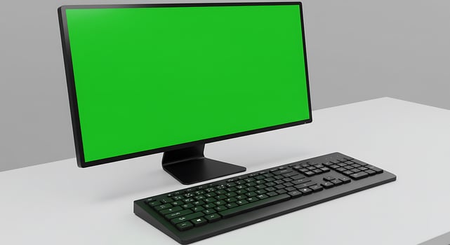 A computer monitor with a green screen on it photo