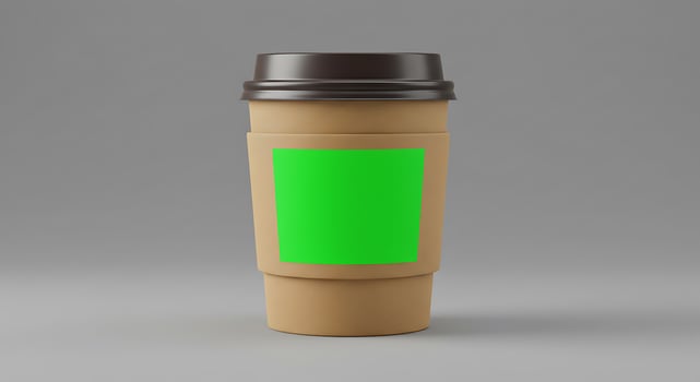 A green coffee cup with a black lid photo