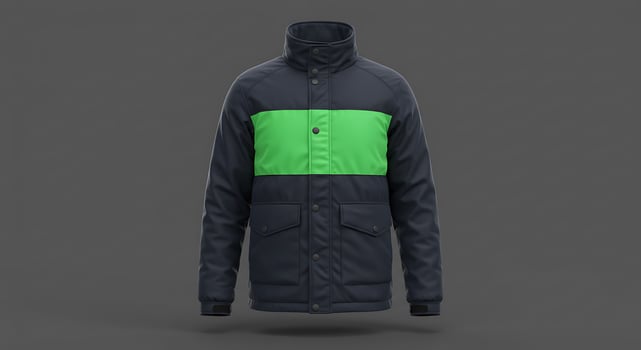 A jacket with green and blue color blocking photo