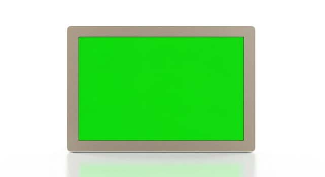 A green screen on a white surface photo