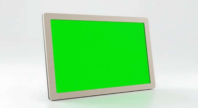 A green screen is shown in front of a white surface photo