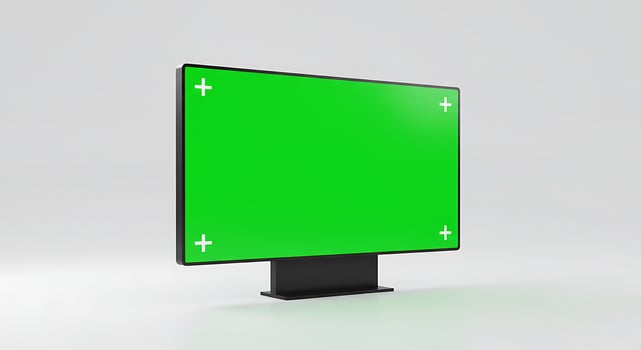 A green screen with a white background photo