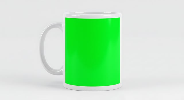 A green mug with a white background photo