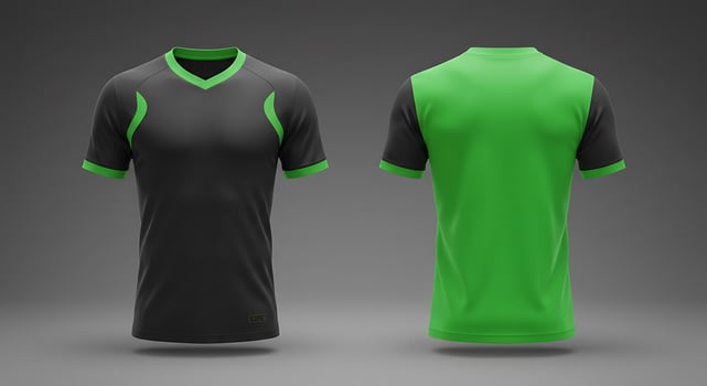 Green and black soccer jersey mockup photo