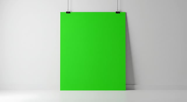 Green blank wall with a hanging rope photo