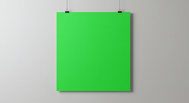 Green blank poster hanging on a wall photo