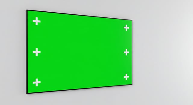 Green screen with white cross on the wall photo