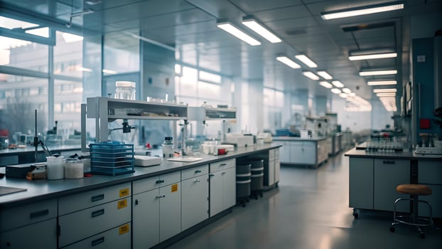 Abstract Science Lab Interior Blurred Workspace Defocused Research Environment photo