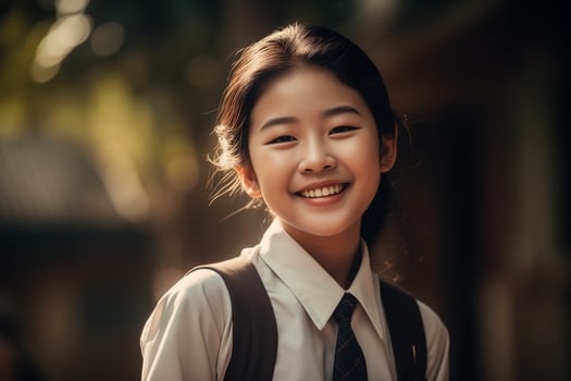 Portrait Of Asian Schoolgirl With Happy Face photo