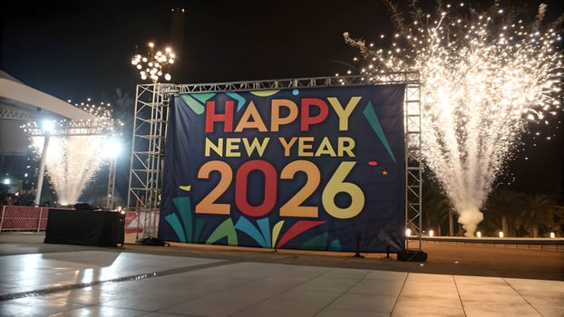 Festive 2026 New Year Celebration with Fireworks photo