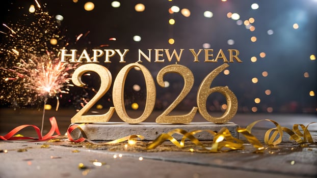 Glittering Happy New Year 2026 Festive Celebration photo