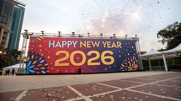 Festive New Year 2026 Celebration with Fireworks photo