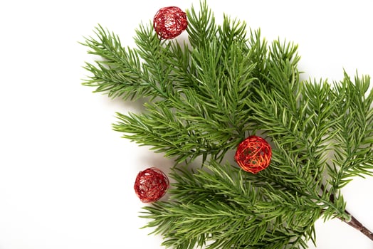 Fake fir tree branches for decor of bouquets and home photo