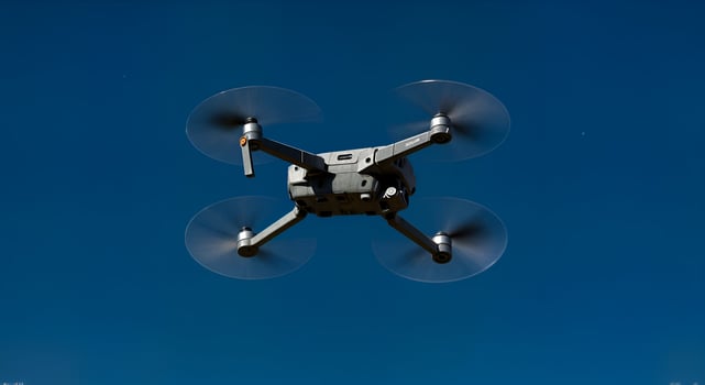 Modern Drone Flight Aerial Photography Technology Blue Sky Image Remote Device Flying Camera photo