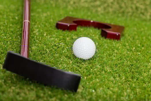 Mini golf set of equipment for indoor use photo