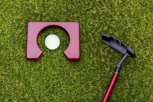Mini golf set of equipment for indoor use photo