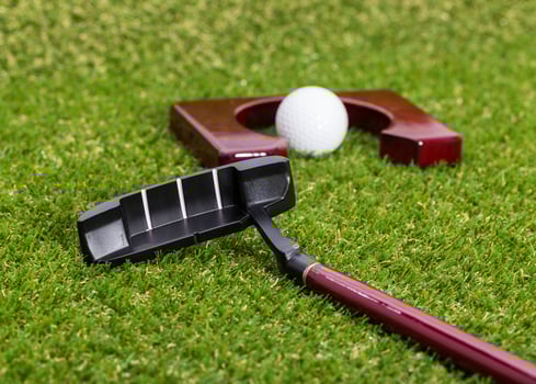 Mini golf set of equipment for indoor use photo