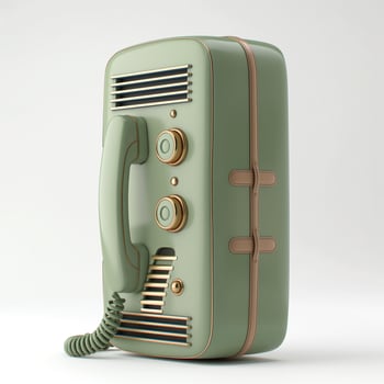 Vintage-style green telephone with a retro design showcasing its intricate details. photo