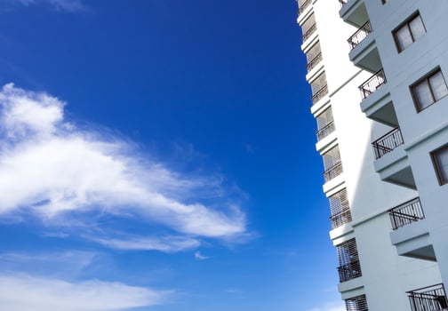 The High-rise building and bright blue sky photo