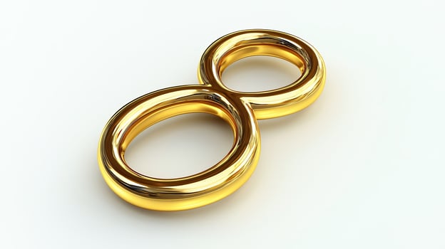 Gold Number Eight 3D Render on White Background photo