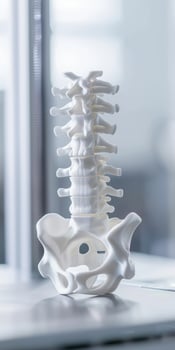 AnatomicalModel of a Human Spine on a Laboratory Table for Medical Study photo