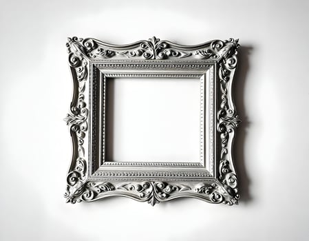 Silver picture frame on a white background. Isolated. 3d rendering photo