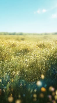 Beautiful wildflower meadow under a clear blue sky on a sunny day in the countryside photo