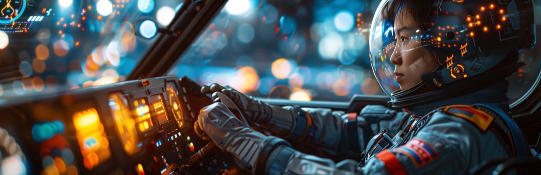 A man in an astronaut suit driving a car photo