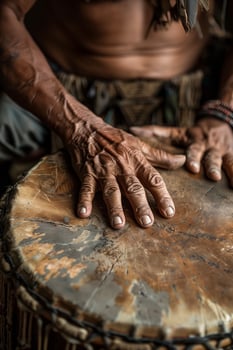 A man's hands are on a drum photo