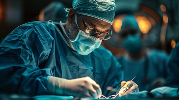 A surgeon is performing surgery in an operating room photo