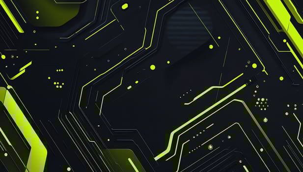 Abstract digital background with neon green lines on a dark surface. photo